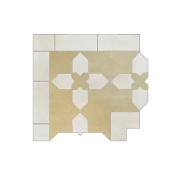 Mosaic House Moroccan tile Kmarshoun C Corner 11-1 White,   Beige,    solid zellige, mosaic, zellij, border, glaze, traditional 